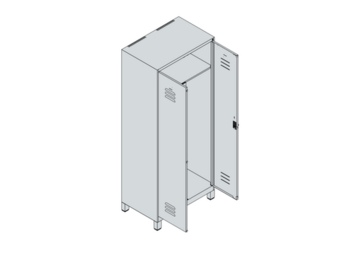 C+P Locker met zitbank Classic Plus voor scheiding van kleding, vakbreedte 400 mm