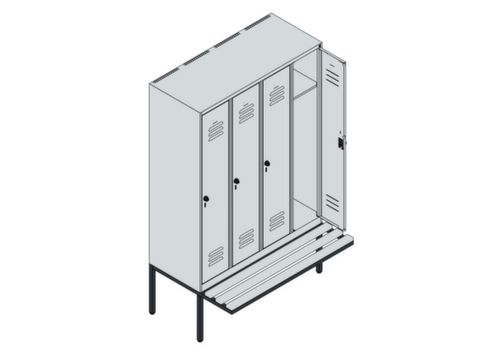 C+P locker Classic Plus met bank, vakbreedte 300 mm