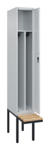 C+P Locker met zitbank Classic Plus voor scheiding van kleding, vakbreedte 300 mm