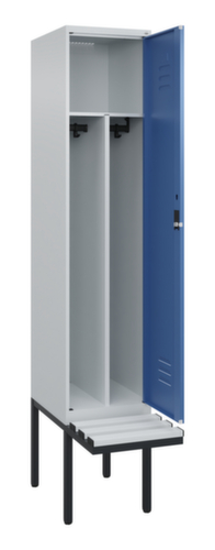 C+P Locker met zitbank Classic Plus voor scheiding van kleding, vakbreedte 400 mm