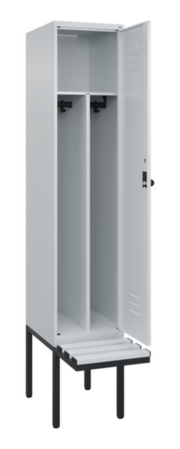C+P Locker met zitbank Classic Plus voor scheiding van kleding, vakbreedte 400 mm