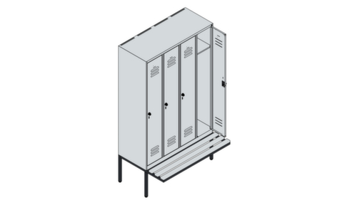 C+P locker Classic Plus met bank, vakbreedte 300 mm