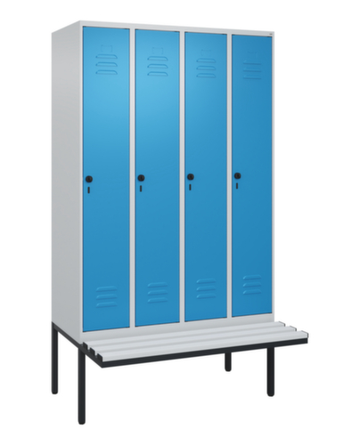 C+P Locker met zitbank Classic Plus voor scheiding van kleding, vakbreedte 300 mm