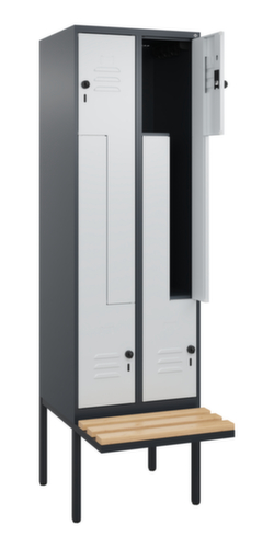 C+P Z-locker Classic Plus met ondergebouwde bank, vakbreedte 300 mm