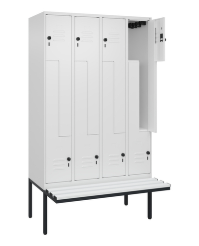 C+P Z-locker Classic Plus met ondergebouwde bank, vakbreedte 300 mm