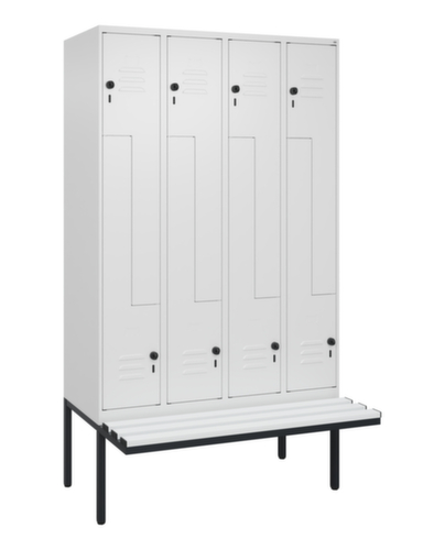 C+P Z-locker Classic Plus met ondergebouwde bank, vakbreedte 300 mm