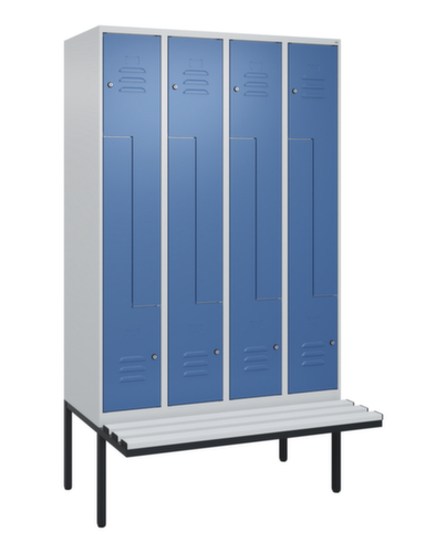 C+P Z-locker Classic Plus met ondergebouwde bank, vakbreedte 300 mm
