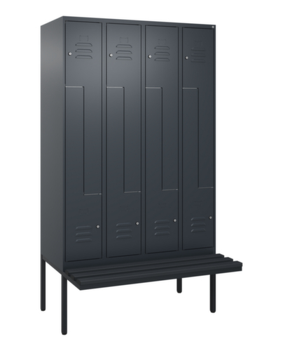 C+P Z-locker Classic Plus met ondergebouwde bank, vakbreedte 300 mm