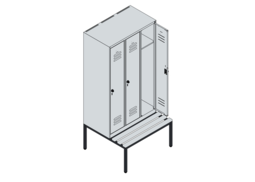 C+P locker Classic Plus met bank, vakbreedte 300 mm