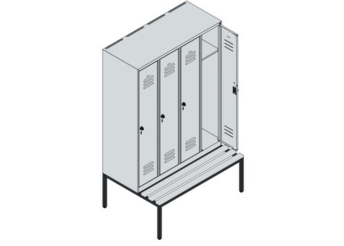 C+P locker Classic Plus met bank, vakbreedte 300 mm