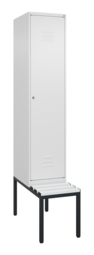 C+P Locker met zitbank Classic Plus voor scheiding van kleding, vakbreedte 400 mm