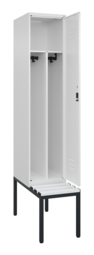 C+P Locker met zitbank Classic Plus voor scheiding van kleding, vakbreedte 400 mm