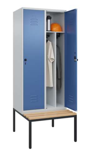 C+P Locker met zitbank Classic Plus voor scheiding van kleding, vakbreedte 400 mm