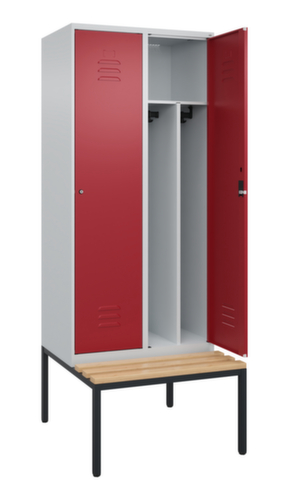 C+P Locker met zitbank Classic Plus voor scheiding van kleding, vakbreedte 400 mm