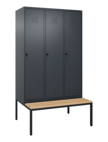 C+P Locker met zitbank Classic Plus voor scheiding van kleding, vakbreedte 400 mm