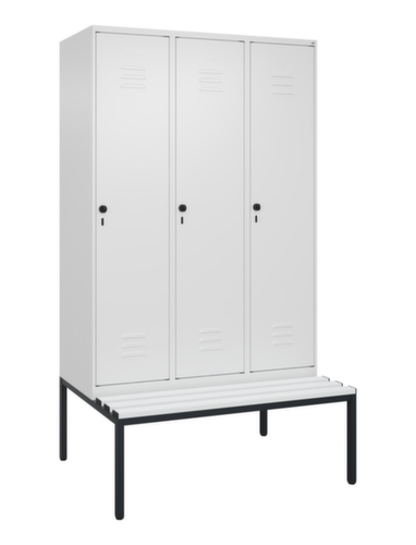 C+P Locker met zitbank Classic Plus voor scheiding van kleding, vakbreedte 400 mm