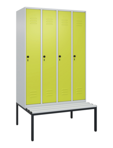 C+P Locker met zitbank Classic Plus voor scheiding van kleding, vakbreedte 300 mm