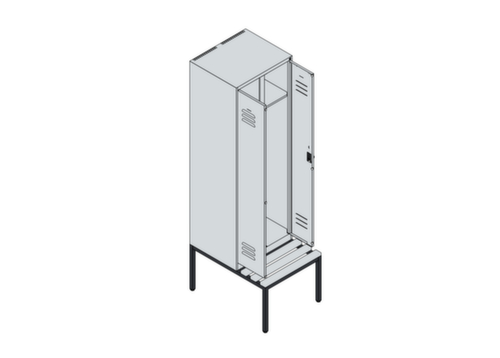 C+P Locker met zitbank Classic Plus voor scheiding van kleding, vakbreedte 300 mm
