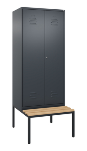 C+P Locker met zitbank Classic Plus voor scheiding van kleding, vakbreedte 400 mm