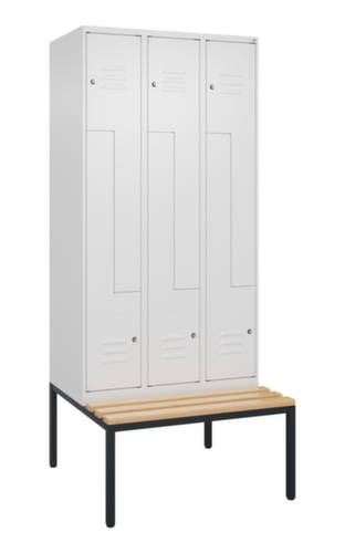 C+P Z-locker Classic Plus met ondergebouwde bank, vakbreedte 300 mm