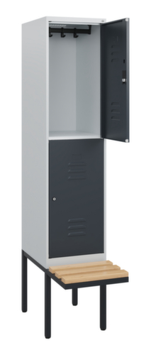 C+P dubbeldekse locker Classic Plus met bank, vakbreedte 400 mm