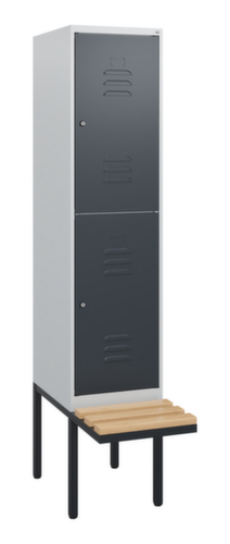 C+P dubbeldekse locker Classic Plus met bank, vakbreedte 400 mm