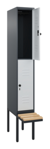 C+P dubbeldekse locker Classic Plus met bank, vakbreedte 300 mm