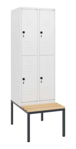 C+P dubbeldekse locker Classic Plus met bank, vakbreedte 300 mm