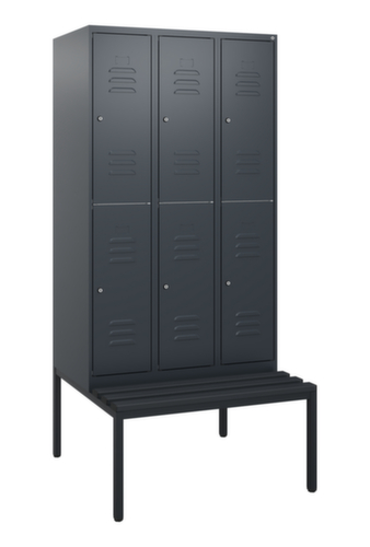 C+P dubbeldekse locker Classic Plus met bank, vakbreedte 300 mm