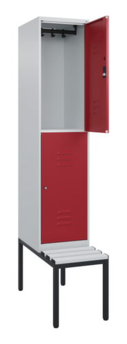 C+P dubbeldekse locker Classic Plus met bank, vakbreedte 400 mm