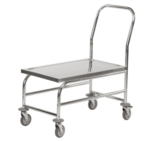Kongamek RVS duwbeugelwagen, draagvermogen 100 kg, laadvlak lengte x breedte 735 x 390 mm