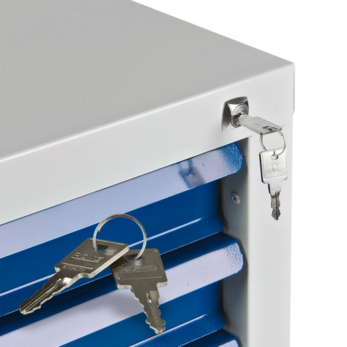 Ladekast MAMMUT, 7 lade(n), RAL7035 lichtgrijs/RAL 5012 lichtblauw