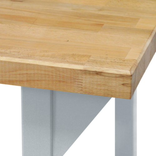 Werkbank met blad van massief beuken, 3 laden, 1 legbord, RAL7035 lichtgrijs/RAL7016 antracietgrijs