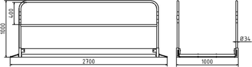 Schake Greppelbrug met aluminium trede, lengte x breedte 2700 x 1000 mm
