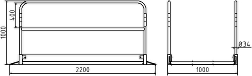 Schake Greppelbrug met aluminium trede, lengte x breedte 2200 x 1000 mm