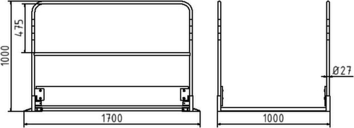 Schake Greppelbrug met houten trede, lengte x breedte 1700 x 1000 mm