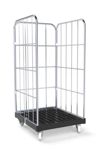 Rolcontainer BASICline met 3 wanden, draagvermogen 500 kg, lengte x breedte 845 x 724 mm