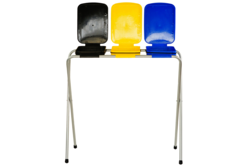 UDOBÄR Vuilniszakstandaard, voor 120-liter-zakken, zilverkleurig, deksel zwart, geel, blauw