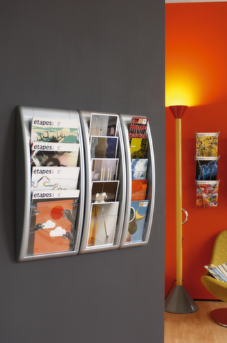 Paperflow Wandfolderhouder Quick Fit, 4 planken, onderstel aluminium-zilver