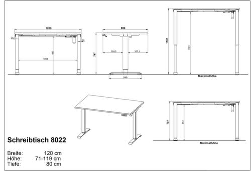 Elektrisch in hoogte verstelbaar bureau GW-PROFI 3.0 8022