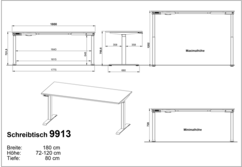 Elektrisch in hoogte verstelbaar bureau GW-BEDANO 9913