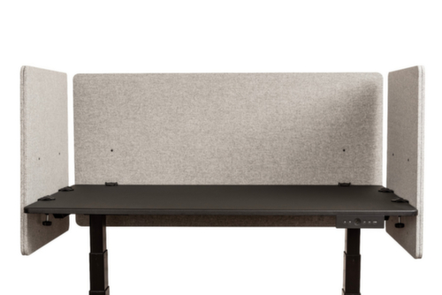 LUXOR Geluiddempende tafelscheidingswand RECLAIM, hoogte x breedte 600 x 1200 mm, wand lichtgrijs
