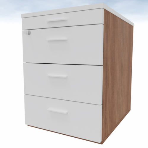 Quadrifoglio Verrijdbaar ladeblok T45 met materiaallade, 3 lade(n), notenboom/wit