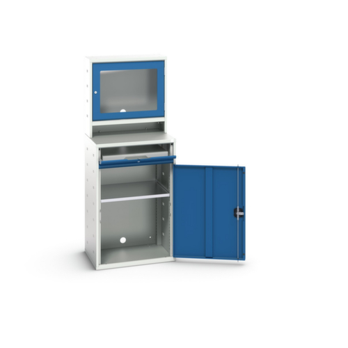 bott computerkast verso met monitorvak, RAL7035 lichtgrijs/RAL5010 gentiaanblauw
