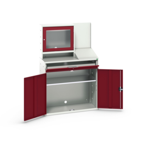bott computerkast verso met monitorvak, RAL7035 lichtgrijs/RAL3004 purperrood