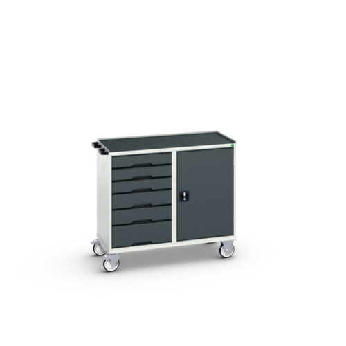 bott verrijdbare montagetafel verso, 6 laden, 1 kast, RAL7035 lichtgrijs/RAL7016 antracietgrijs