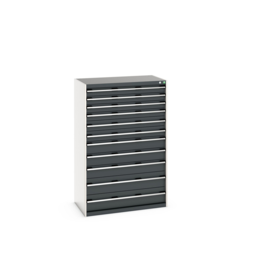 bott Ladekast cubio oppervlak 1050 x 650 mm, 11 lade(n), RAL7035 lichtgrijs/RAL7016 antracietgrijs