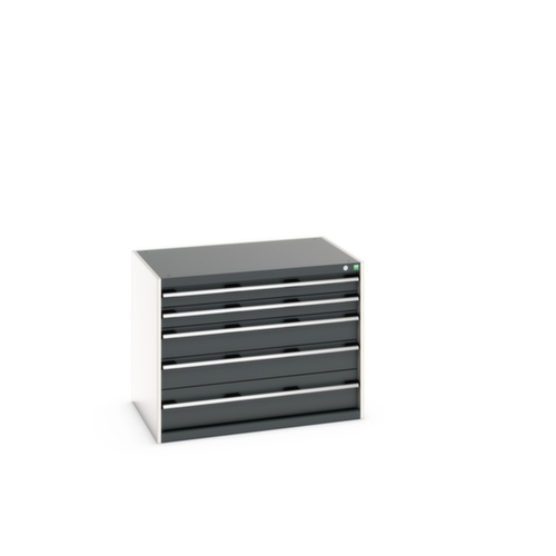 bott Ladekast cubio oppervlak 1050 x 750 mm, 5 lade(n), RAL7035 lichtgrijs/RAL7016 antracietgrijs