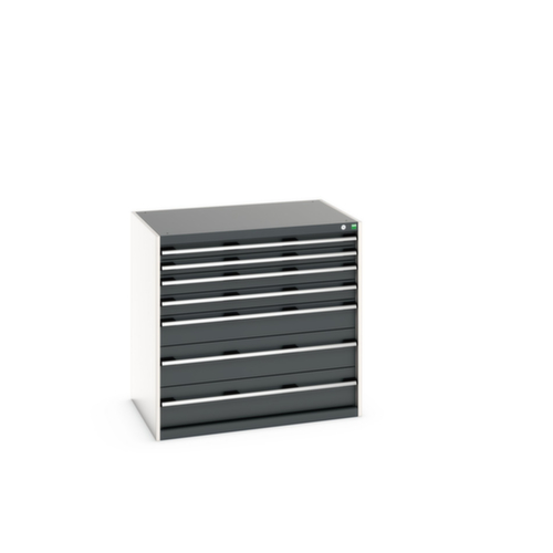 bott Ladekast cubio oppervlak 1050 x 750 mm, 7 lade(n), RAL7035 lichtgrijs/RAL7016 antracietgrijs