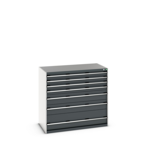 bott Ladekast cubio oppervlak 1300 x 750 mm, 7 lade(n), RAL7035 lichtgrijs/RAL7016 antracietgrijs